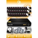 ELITCAM 32 Kameralı Panda 32 Dış Kamera Set 250 GB HDD Full HD Gece Görüşlü Güvenlik Kamerası Sistemi