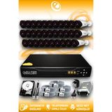 ELITCAM 32 Kameralı Uzay 32 Dış Kamera Set 500 GB HDD Full HD Gece Görüşlü Güvenlik Kamerası Sistemi