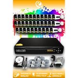 ELITCAM 32 Kameralı Zebra 32 Dış Kamera Set 1 TB HDD Full HD Renkli Gece Görüşlü Güvenlik Kamerası Sistemi