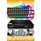 ELITCAM 32 Kameralı Zebra 32 Dış Kamera Set 500 GB HDD Full HD Renkli Gece Görüşlü Güvenlik Kamerası Sistemi