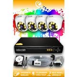 ELITCAM 4 Kameralı Dome 4 İç Kamera Set 100 GB HDD Full HD Renkli Gece Görüşlü Güvenlik Kamerası Sistemi
