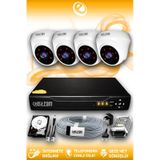 ELITCAM 4 Kameralı Dome 4 İç Kamera Set 2 TB HDD Full HD Gece Görüşlü Güvenlik Kamerası Sistemi
