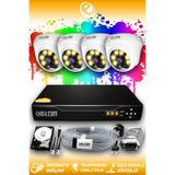 ELITCAM 4 Kameralı Dome 4 İç Kamera Set 2 TB HDD Full HD Renkli Gece Görüşlü Güvenlik Kamerası Sistemi