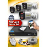 Elitcam 4 Kameralı Elit 4 Dış Kamera Set 500 GB 5 MP 2K Net Gece Görüşlü Güvenlik Kamerası Sistemi