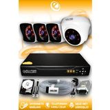 ELITCAM 4 Kameralı Kare 1 İç Kamera Set 100 GB HDD Full HD Gece Görüşlü Güvenlik Kamerası Sistemi