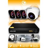Elitcam 4 Kameralı Kare 1 İç Kamera Set 2 TB HDD Full HD Gece Görüşlü Güvenlik Kamerası Sistemi - Beyaz