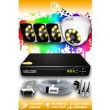 ELITCAM 4 Kameralı Kare 1 İç Kamera Set HDD'siz Full HD Renkli Gece Görüşlü Güvenlik Kamerası Sistemi