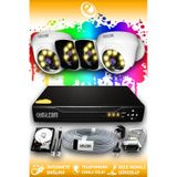 ELITCAM 4 Kameralı Kare 2 İç Kamera Set 100 GB HDD Full HD Renkli Gece Görüşlü Güvenlik Kamerası Sistemi