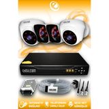 ELITCAM 4 Kameralı Kare 2 İç Kamera Set HDD'siz Full HD Gece Görüşlü Güvenlik Kamerası Sistemi