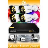 ELITCAM 4 Kameralı Kare 4 Dış Kamera Set 2 TB HDD Full HD Renkli Gece Görüşlü Güvenlik Kamerası Sistemi