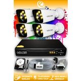 ELITCAM 4 Kameralı Kare 4 Dış Kamera Set 320 GB HDD Full HD Renkli Gece Görüşlü Güvenlik Kamerası Sistemi