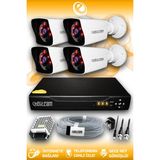 Elitcam 4 Kameralı Kare 4 Dış Kamera Set HDD'siz Full HD Gece Görüşlü Güvenlik Kamerası Sistemi - Beyaz