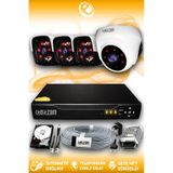 ELITCAM 4 Kameralı Panda 1 İç Kamera Set 100 GB HDD Full HD Gece Görüşlü Güvenlik Kamerası Sistemi