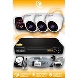 ELITCAM 4 Kameralı Panda 3 İç Kamera Set 2 TB HDD Full HD Gece Görüşlü Güvenlik Kamerası Sistemi