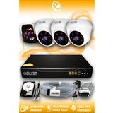 ELITCAM 4 Kameralı Panda 3 İç Kamera Set 500 GB HDD Full HD Gece Görüşlü Güvenlik Kamerası Sistemi
