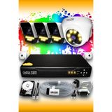Elitcam 4 Kameralı Süper 1 İç Kamera Set 250 GB 5 MP 2K Renkli Gece Görüşlü Güvenlik Kamerası Sistemi