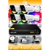 Elitcam 4 Kameralı Süper 4 Dış Kamera Set 250 GB 5 MP 2K Net Renkli Gece Görüşlü Güvenlik Kamerası Sistemi