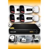 Elitcam 4 Kameralı Süper 4 Dış Kamera Set 500 GB 5 MP 2K Net Gece Görüşlü Güvenlik Kamerası Sistemi