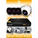 Elitcam 4 Kameralı Uzay 1 İç Kamera Set 250 GB HDD Full HD Gece Görüşlü Güvenlik Kamerası Sistemi - Beyaz