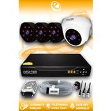 ELITCAM 4 Kameralı Uzay 1 İç Kamera Set HDD'siz Full HD Gece Görüşlü Güvenlik Kamerası Sistemi