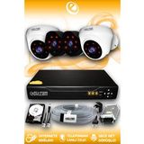ELITCAM 4 Kameralı Uzay 2 İç Kamera Set 100 GB HDD Full HD Gece Görüşlü Güvenlik Kamerası Sistemi