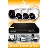 ELITCAM 4 Kameralı Uzay 3 İç Kamera Set 2 TB HDD Full HD Gece Görüşlü Güvenlik Kamerası Sistemi