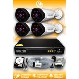 ELITCAM 4 Kameralı Uzay 4 Dış Kamera Set 2 TB HDD Full HD Gece Görüşlü Güvenlik Kamerası Sistemi