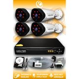 Elitcam 4 Kameralı Uzay 4 Dış Kamera Set 500 GB HDD Full HD Gece Görüşlü Güvenlik Kamerası Sistemi - Beyaz