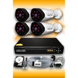 Elitcam 4 Kameralı Uzay Süper 4 Dış Kamera Set 250 GB 5 MP 2K Net Gece Görüşlü Güvenlik Kamerası Sistemi