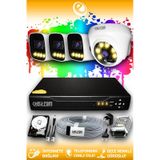 ELITCAM 4 Kameralı Zebra 1 İç Kamera Set 100 GB HDD Full HD Renkli Gece Görüşlü Güvenlik Kamerası Sistemi