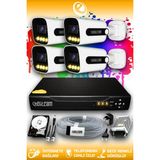 ELITCAM 4 Kameralı Zebra 4 Dış Kamera Set 1 TB HDD Full HD Renkli Gece Görüşlü Güvenlik Kamerası Sistemi