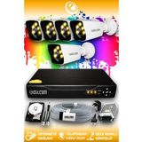 ELITCAM 5 Kameralı Kare 5 Dış Kamera Set 1 TB HDD Full HD Renkli Gece Görüşlü Güvenlik Kamerası Sistemi