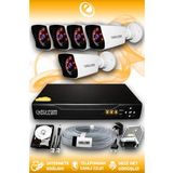 ELITCAM 5 Kameralı Kare 5 Dış Kamera Set 2 TB HDD Full HD Gece Görüşlü Güvenlik Kamerası Sistemi