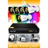 ELITCAM 5 Kameralı Kare 5 Dış Kamera Set 2 TB HDD Full HD Renkli Gece Görüşlü Güvenlik Kamerası Sistemi