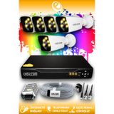ELITCAM 5 Kameralı Kare 5 Dış Kamera Set HDD'siz Full HD Renkli Gece Görüşlü Güvenlik Kamerası Sistemi