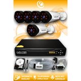 ELITCAM 5 Kameralı Uzay 5 Dış Kamera Set 2 TB HDD Full HD Gece Görüşlü Güvenlik Kamerası Sistemi