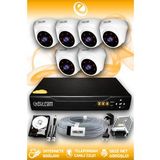 ELITCAM 6 Kameralı Dome 6 İç Kamera Set 100 GB HDD Full HD Gece Görüşlü Güvenlik Kamerası Sistemi