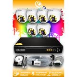 ELITCAM 6 Kameralı Dome 6 İç Kamera Set 2 TB HDD Full HD Renkli Gece Görüşlü Güvenlik Kamerası Sistemi