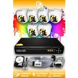 ELITCAM 6 Kameralı Dome 6 İç Kamera Set 500 GB HDD Full HD Renkli Gece Görüşlü Güvenlik Kamerası Sistemi