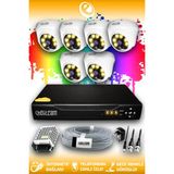 ELITCAM 6 Kameralı Dome 6 İç Kamera Set HDD'siz Full HD Renkli Gece Görüşlü Güvenlik Kamerası Sistemi