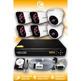 ELITCAM 6 Kameralı Kare 2 İç Kamera Set 2 TB HDD Full HD Gece Görüşlü Güvenlik Kamerası Sistemi