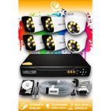 ELITCAM 6 Kameralı Kare 2 İç Kamera Set 320 GB HDD Full HD Renkli Gece Görüşlü Güvenlik Kamerası Sistemi