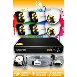 ELITCAM 6 Kameralı Kare 2 İç Kamera Set 500 GB HDD Full HD Renkli Gece Görüşlü Güvenlik Kamerası Sistemi