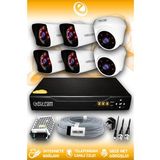 ELITCAM 6 Kameralı Kare 2 İç Kamera Set HDD'siz Full HD Gece Görüşlü Güvenlik Kamerası Sistemi