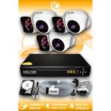 ELITCAM 6 Kameralı Kare 3 İç Kamera Set 1 TB HDD Full HD Gece Görüşlü Güvenlik Kamerası Sistemi