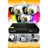 ELITCAM 6 Kameralı Kare 3 İç Kamera Set 1 TB HDD Full HD Renkli Gece Görüşlü Güvenlik Kamerası Sistemi