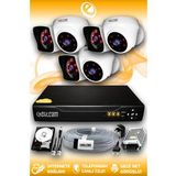 ELITCAM 6 Kameralı Kare 3 İç Kamera Set 500 GB HDD Full HD Gece Görüşlü Güvenlik Kamerası Sistemi