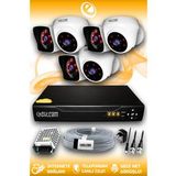 ELITCAM 6 Kameralı Kare 3 İç Kamera Set HDD'siz Full HD Gece Görüşlü Güvenlik Kamerası Sistemi