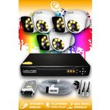 ELITCAM 6 Kameralı Kare 3 İç Kamera Set HDD'siz Full HD Renkli Gece Görüşlü Güvenlik Kamerası Sistemi