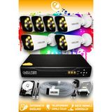 ELITCAM 6 Kameralı Kare 6 Dış Kamera Set 1 TB HDD Full HD Renkli Gece Görüşlü Güvenlik Kamerası Sistemi